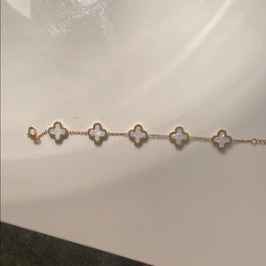 Van Cleef & Arpels Gold and White Bracelet with Geometric Design